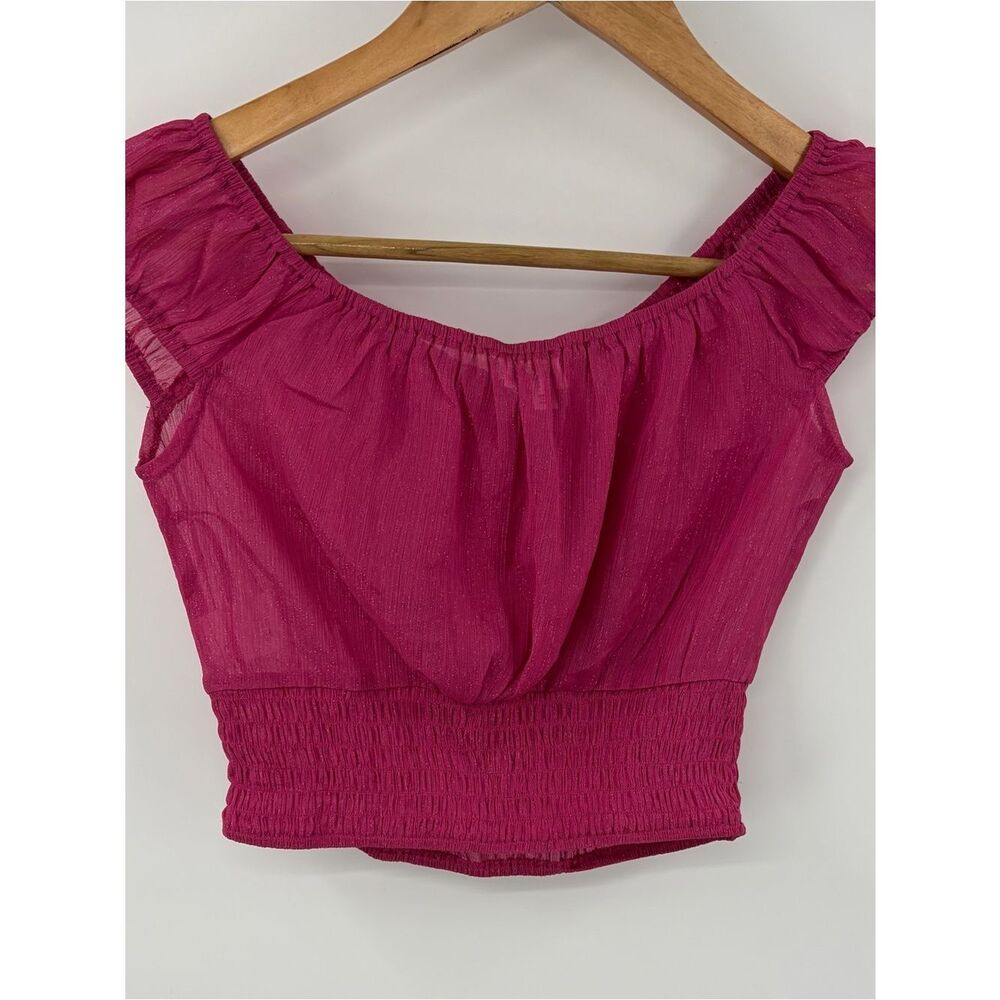 Superdown pink shimmer sheer crop top women’s S NWT festival preppy - Picture 4 of 4